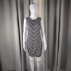 Apt. 9 Womens Geometric Black, White Sheath Midi Dress (has some stretch) Sz M